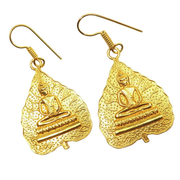 Chunky wooden earrings Rolo earrings handmade gold plated